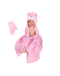 Полотенце детское Мишка К24 1 розовый 100 110 см Мотылек