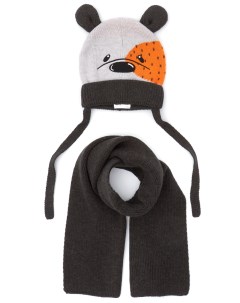 Комплект шапка и шарф для мальчика KB221 A702 108 Серый Оранжевый 50 52 Me&we