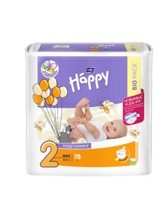 Подгузники для детей Mini по 78 шт Bella baby happy