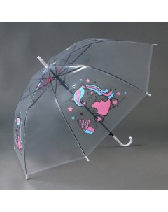 Зонт детский Единорожка полуавтомат прозрачный d 90 см Funny toys