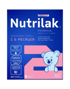 Смесь молочная сухая Premium 2 с 6 до 12 месяцев 300г Nutrilak