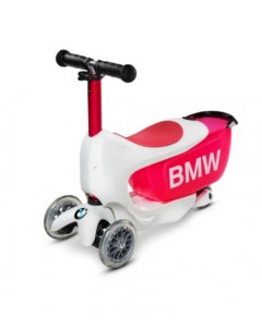 Детский самокат беговел BMW MINI2GO Бело красный Micro