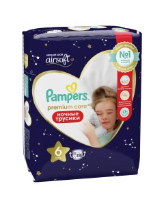 Подгузники трусики Premium Care Pants ночные 6 15 кг 18 шт Pampers