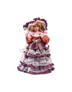 Кукла коллекционная керамика Леди Оливия в платье цвета пыльная роза 40 см Кнр