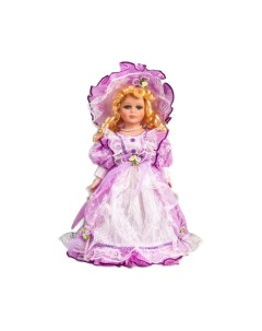 Кукла коллекционная керамика Леди Мари в сиреневом платье с рюшами 40 см Кнр