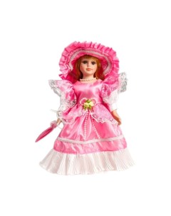 Кукла коллекционная керамика Леди Марго в розовом платье 30 см Кнр