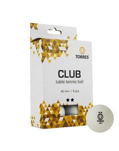 Мяч для настольного тенниса Club 2x 6шт уп белый TT21014 Torres