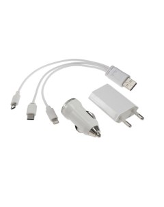 Кабель Home UC 13 3 в 1 Type C Lightning micro USB АЗУ СЗУ 1 А белый Luazon