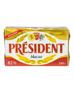 Кислосливочное масло несоленое 82 5 БЗМЖ 180 г President