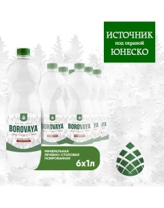 Вода BOROVAYA лечебно столовая минеральная газированная ПЭТ 1 л 6 штук Боровая