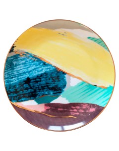 Сервировочная тарелка 26 см Акварельный узор цвет желтый синий MM PLT 112 Marma