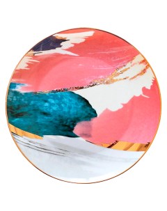 Сервировочная тарелка 22 см Акварельный узор цвет розовый синий MM PLT 109 Marma