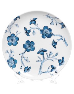 Тарелка десертная фарфор 27 см круглая Синие цветы 09982 Дулевский фарфор