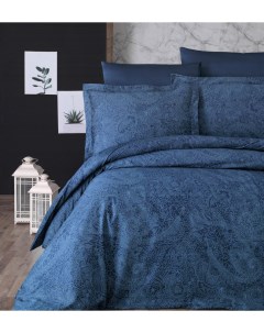Комплект постельного белья NEVA OIL BLUE хлопковый сатин евро First choice