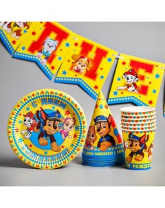 Набор бумажной посуды С днем рождения команда на 6 персон Paw patrol