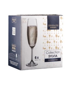 Набор бокалов для шампанского Sylvia 220 мл 6 шт Crystalite bohemia
