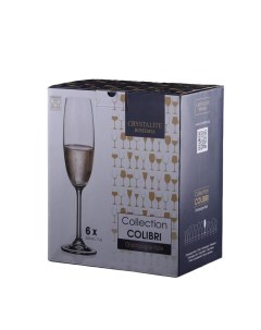 Набор бокалов для шампанского Colibri 220 мл 6 шт Crystalite bohemia