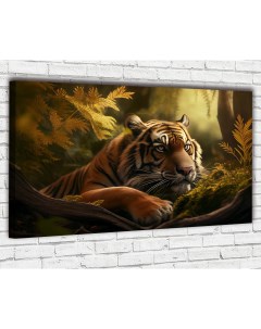 Картина Тигр среди листьев 60х100 см Ф0345 Добродаров