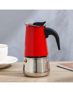 Кофеварка гейзерная Итальяно на 2 чашки 100 мл цвет красный Доляна