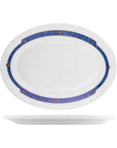 Блюдо Астрал овальное 300х225х50мм стекло белый синий Bormioli rocco