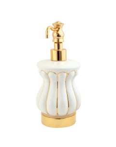 Дозатор для жидкого мыла настольный белый с золотым декором золото Oliviа Migliore