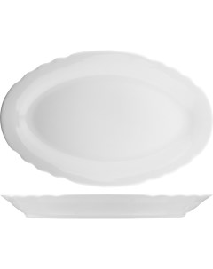 Сервировочное блюдо Дулево овальное фигурный край 0 9л 365х225х40мм фарфор белый Дулевский фарфор