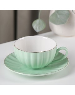 Чайная пара Вивьен чашка 200 мл блюдце d 15 см цвет зелёный Доляна