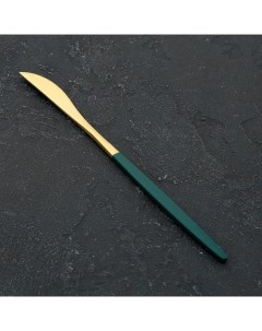 Нож столовый Блинк h 22 см на подвесе цвет металла золотой зелёная ручка Magistro
