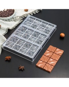 Форма для шоколада и конфет Плитка с колечками 3 ячейки 27 5x17 5x2 5 см ячейка 15 3x Nobrand