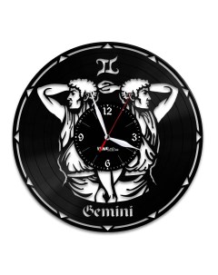 Часы из виниловой пластинки Знак зодиака Близнецы (c) vinyllab