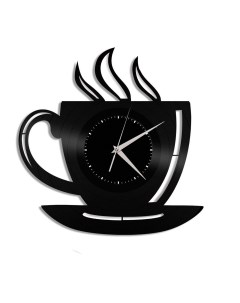 Часы из виниловой пластинки Чашка кофе (c) vinyllab