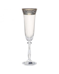 Бокалы для шампанского 190 мл 6 шт Crystalex CZ s r o Анжела Цветочный узор на платине Nobrand