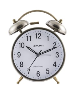 Часы будильник подсветка бронза металл размер 15 2x11 5см бесшумные с плавным Apeyron