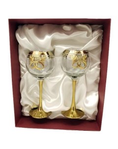 Подарочный набор бокалов 15 лет свадьбы с оловянными барельефами два бокала по 250 мл Nobrand