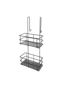 Полка для ванной Caddy 2 х ярусная навесная 25 5 x 18 x 59 см черная Swensa