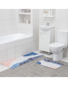 Набор ковриков для ванной и туалета Образ 2 шт 45x120 см 40x60 см цвет Доляна