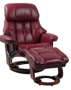 Кресло реклайнер механическое Relax Lux 7438W бордовое кожа Falto