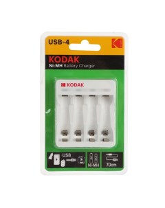 Зарядное устройство C8002B для аккумуляторов 4хAA AAA USB белое Kodak