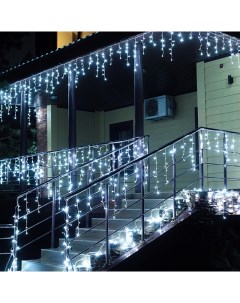 Гирлянда новогодняя светодиодная бахрома уличная на дом H0142 холодный белый 25м Baziator