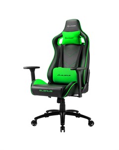Кресло для геймера Elbrus 2 чёрно зелёное синтетическая кожа регулируемый угол наклона механизм кача Sharkoon