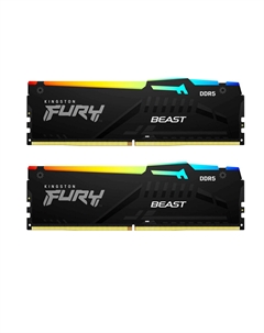 Модуль памяти DIMM 32Gb 2х16Gb DDR5 PC41600 5200MHz Kingston Fury Beast RGB Black (KF552C40BBAK2-32)