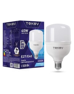 Лампа светодиодная E27 E40 груша 40Вт 6500 K холодный свет 3600лм TKE HP E40 E27 40 6 5K Tokov electric