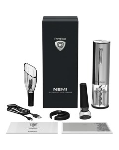 Набор Nemi штопор электрический нож для фольги аэратор вакуумная пробка кабель 600mAh серебристый PW Prestigio