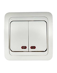 Выключатель Classico 2кл индикатор подсветка скрытый монтаж в сборе белый 4680005959877 In home