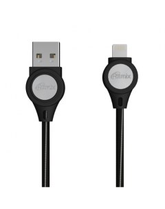 Кабель USB Lightning 8 pin 2 0 1m черный тканевая оплетка LED подсветка RCC 429 Ritmix