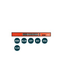 Коммутатор WI PS526GH кол во портов 24x100 Мбит с кол во SFP uplink combo RJ 45 SFP 2x1 Гбит с PoE 2 Wi-tek