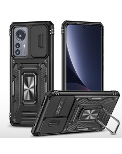 Чехол Safe Case с кольцом и защитой камеры для Xiaomi Mi 12 Pro черный Black panther