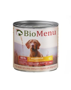 Влажный корм для собак с индейкой в консервах 12 шт по 750 г Biomenu