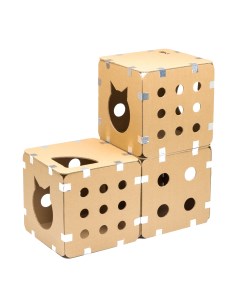 Домик коробка для кошек сборный Расширенный набор 3 куба Ecopet