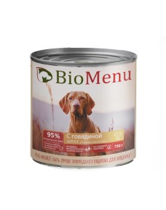Влажный корм для собак с говядиной в консервах 12 шт по 750 г Biomenu